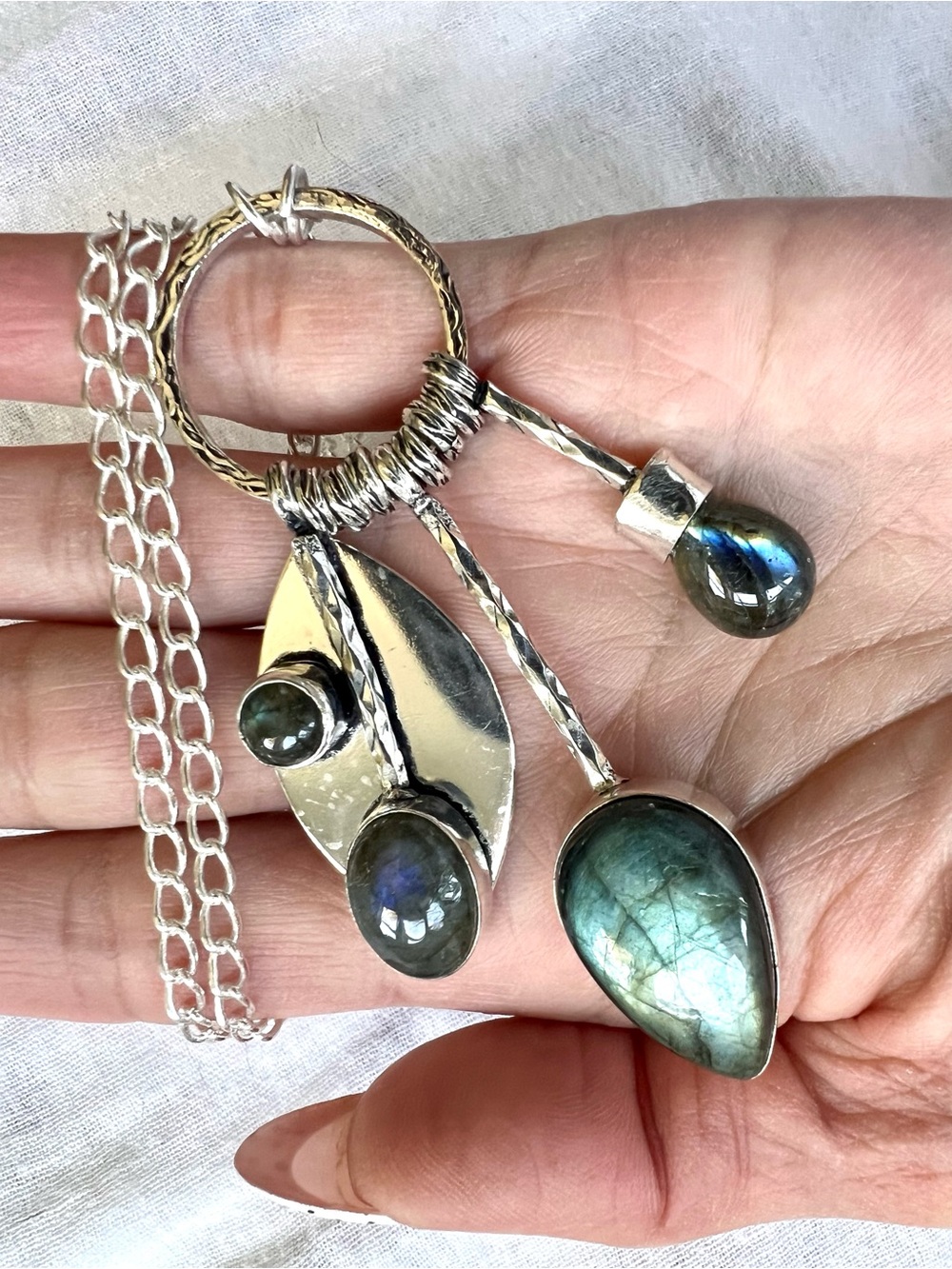 925 Festival Flash Labradorite Charm Necklace